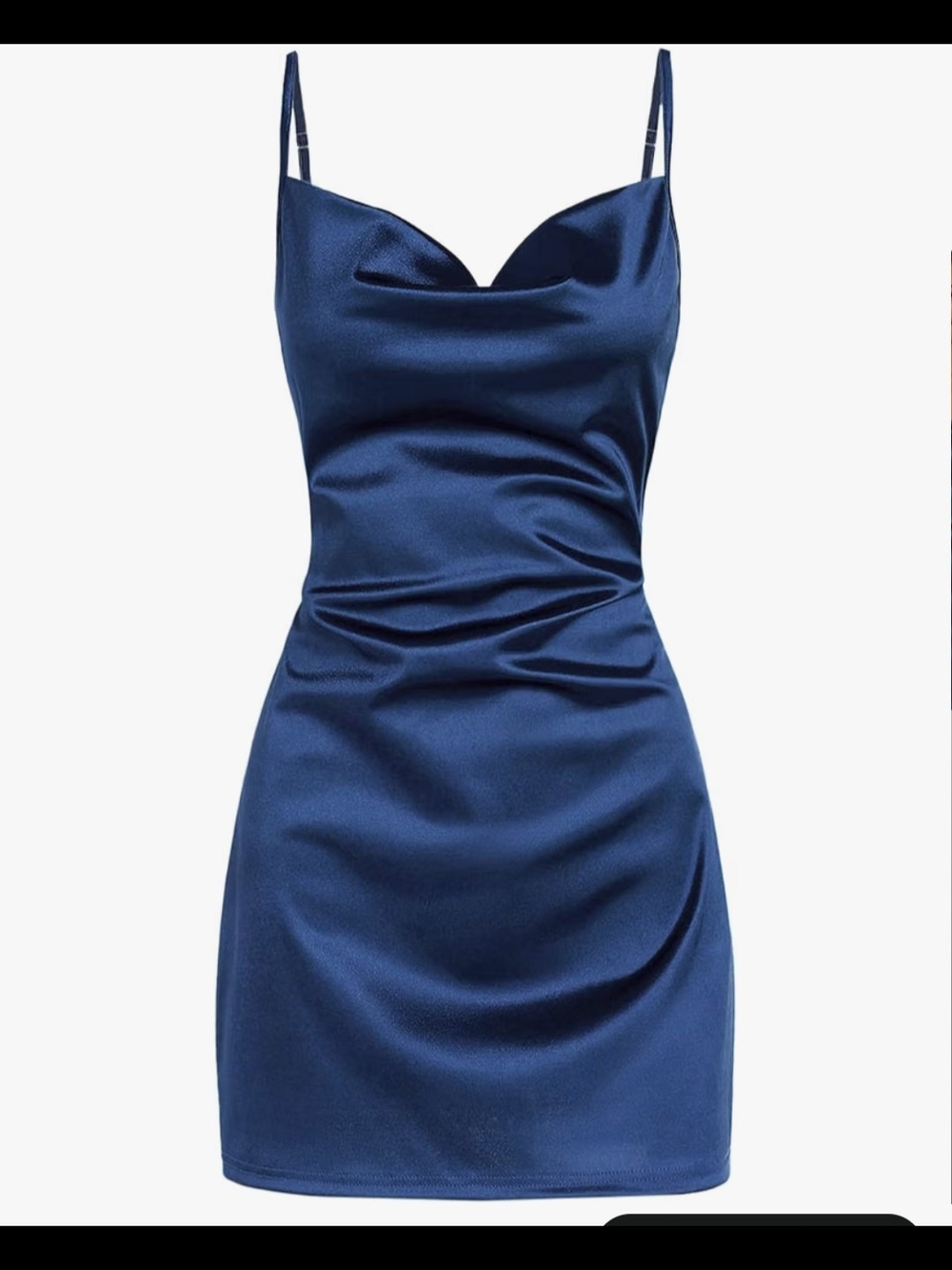 Satin Cowl Neck Slip Dress in Navy - NWT